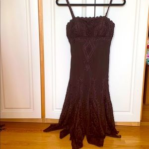 Sue Wong dark brown embroidered dress